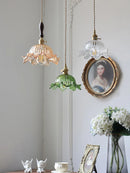 Axyaa Glass Pendant Light: Clear/Amber/Green Color, Adjustable Cord, E27 Ceiling Fixture