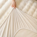 Axyaa Plush Shaggy Fur Mattress Cover Soft Elastic Fitted Sheet Solid Color Protector