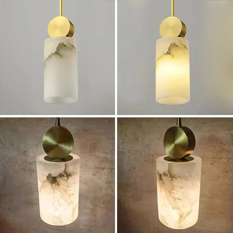 Axyaa Nordic Marble Copper LED Pendant Lights for Dining and Bedroom