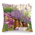 Axyaa Lavender Flowers Pillow Cover 45x45, Farmhouse Home Decor, Purple Decorative Throw Pillow