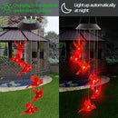 Axyaa Solar Redbird Wind Chime - LED Light, Waterproof Garden Decoration