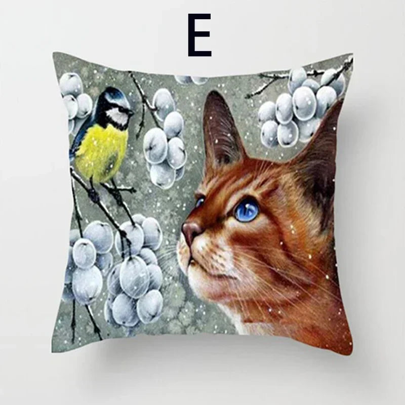 Cat Pattern Cushion Cover 45x45cm - Ideal Sofa & Home Decor Gift by Axyaa