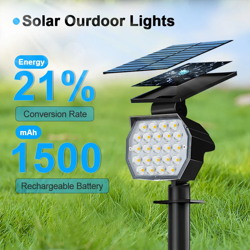Axyaa Solar Spotlights: Adjustable 23LEDs Outdoor Landscape Lights