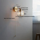 Axyaa Flower Glass LED Wall Light Fixture Vintage Rotate Copper Bedside Lamp