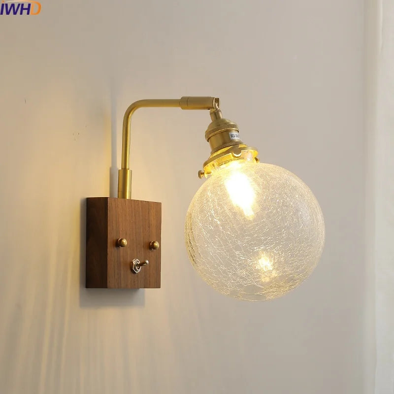 Axyaa Nordic LED Wall Lamp Glass Copper Bathroom Light Fixtures