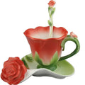 Axyaa Ceramic Flower Coffee Cup and Saucer: Elegant Embossed 3D Design