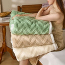 Axyaa Striped Taffeta Velvet Blanket: Soft, Warm Double-sided Plush Throw for Home & Office