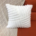Axyaa Winter Rabbit Fleece Striped Throw Pillowcase in Solid Color