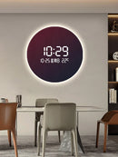 Axyaa Circular Decorative Human Body Induction Digital Clock Wall Lamp Living Room Wall