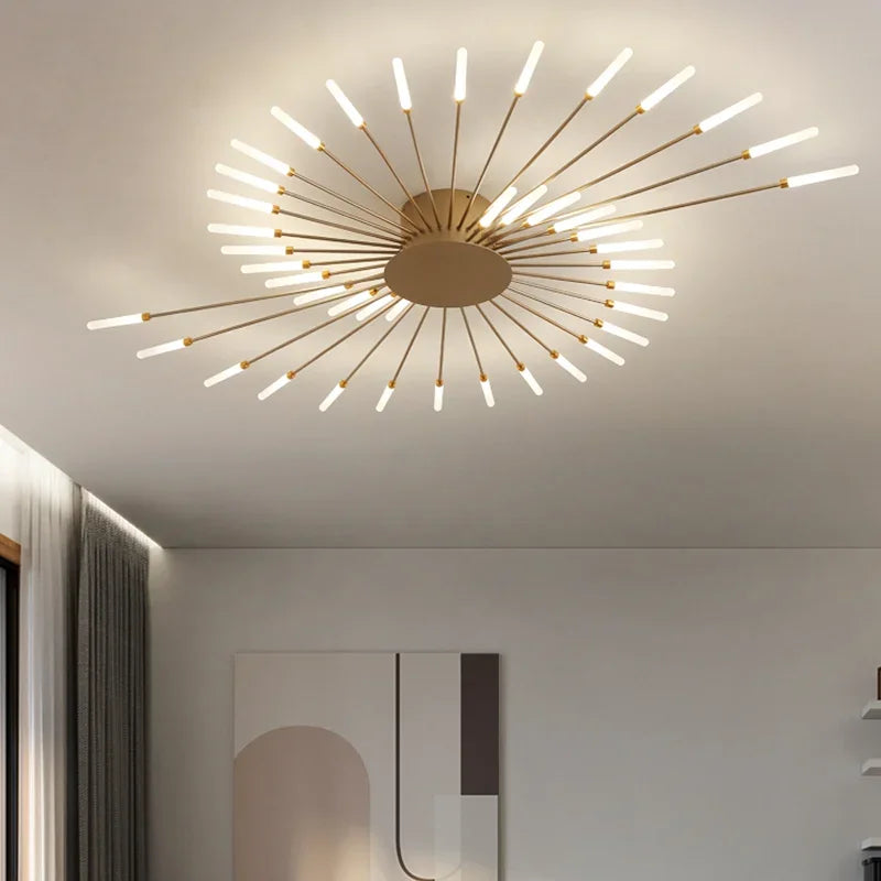 Nordic Gold Chandelier LED Ceiling Lights by Axyaa: Elegant Home Lighting for Various Spaces