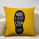 Axyaa Mustard Yellow Letter Style Cushion Cover 45x45cm Home Cafe Decor