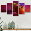 Axyaa Red Apples Dew Drops 5-Piece Canvas Wall Art Set