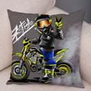 Axyaa Cartoon Motorcycle Polyester Cushion Cover for Home, Car, Sofa - Extreme Sports Theme