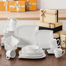 Axyaa Marble Grey Ivory White Ceramic Dinnerware Set - 36 Piece