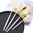 Axyaa Red Gold Stainless Steel Cutlery Set - 32pcs Flatware Tableware