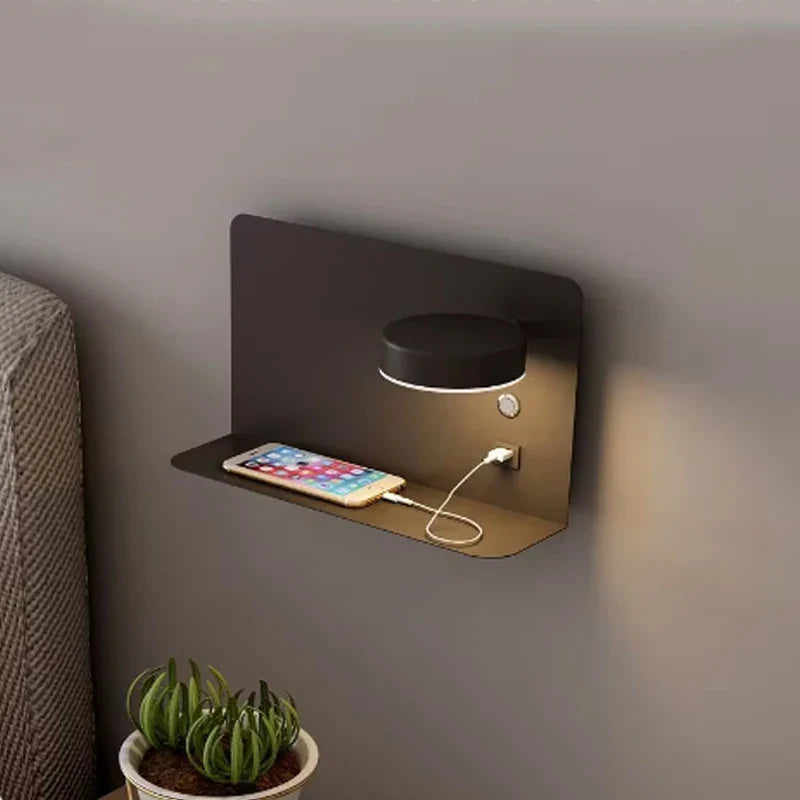 Axyaa Rotatable Button Switch Wall Lamp with USB Charging, Modern Minimalist Design