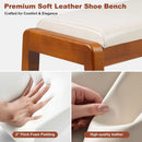 Axyaa Shoe Bench with Leather Cushion: Waterproof, 550LBS Capacity Shoe Rack