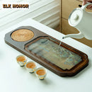 Axyaa Solid Wood Color Changing Tea Tray with Water Storage
