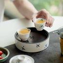 Axyaa Hand-painted Butterfly Orchid Ceramic Pot for Tea Table