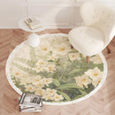 Axyaa Plush Flower Pattern Round Carpet: Soft Bedroom Rug for Living Room Décor