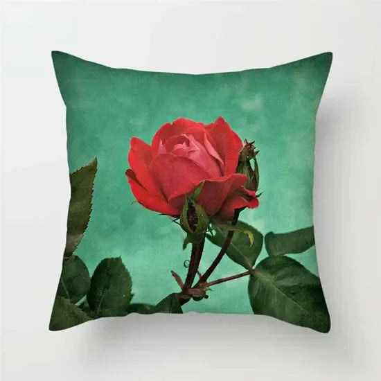Axyaa Pink Floral Polyester Throw Pillow Cover 45X45cm