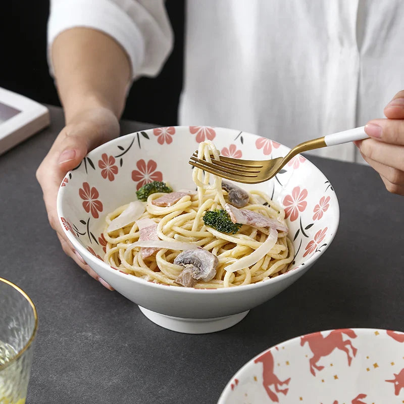 Axya Ceramic Ramen Bowl Set for Home and Kitchen Dining