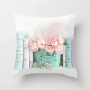 Axyaa Pink Flower Pattern Decorative Cushion Cover for Sofa Pillows - Polyester Material