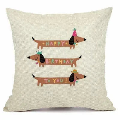 Axyaa Christmas Sausage Style Cushion Cover | Festive Dog Decorative Pillow Cover 45x45cm