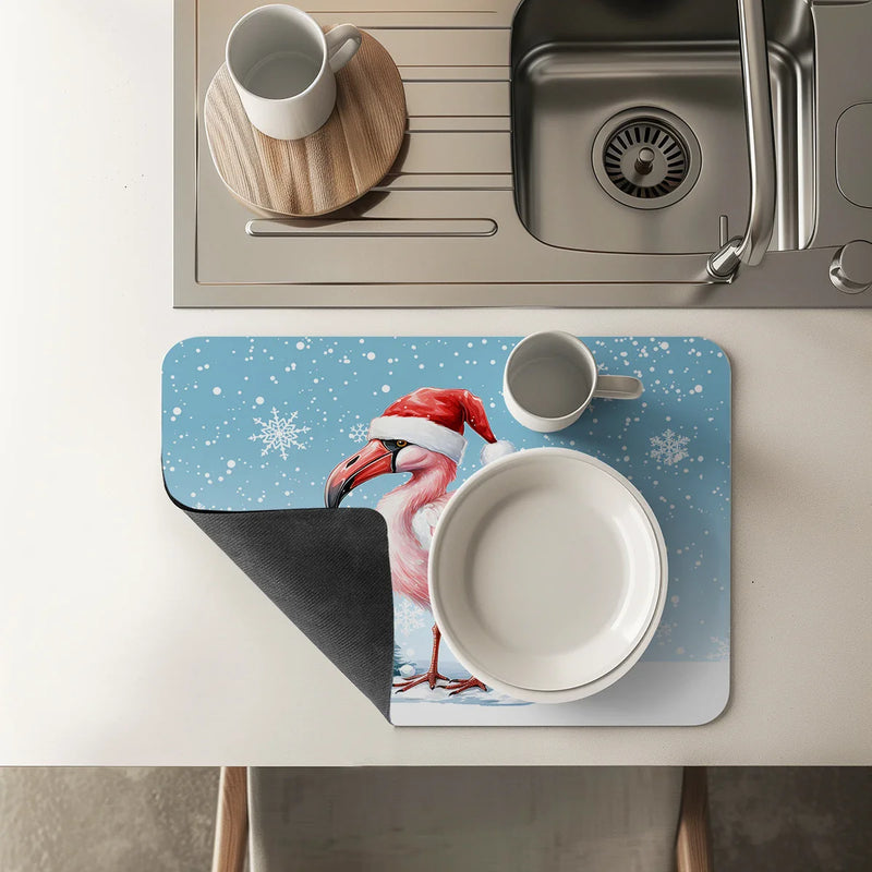 Axyaa Diatom Mud Kitchen Drain Pads - Christmas Tableware Draining Mat Placemats