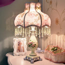 Axyaa Retro Resin Desk Lamp LED E27 Fabric Lampshade Dimmable Table Light
