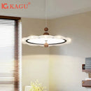 Axyaa Walnut Wood Grain LED Chandelier, Dimmable Pendant Light for Dining Living Bedroom