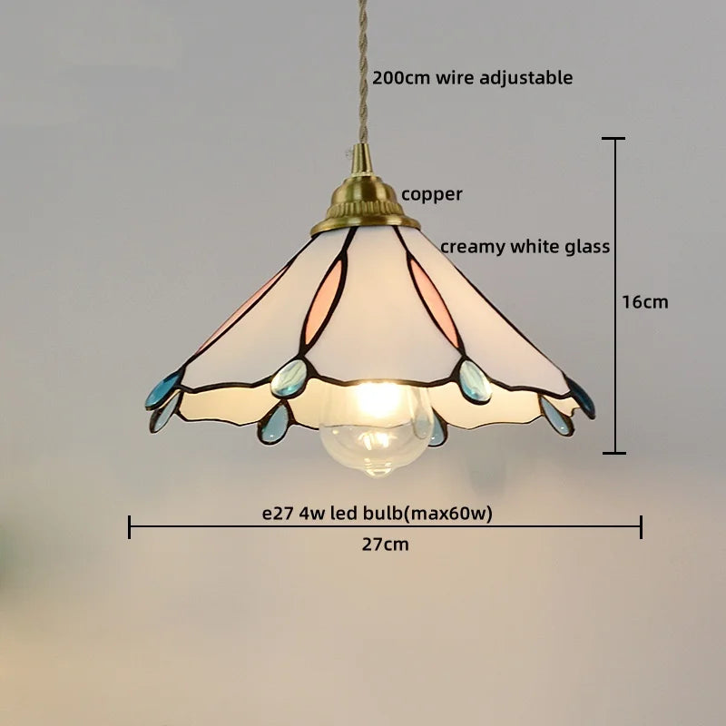 Axyaa Modern Pink Glass LED Pendant Lights Copper Hanging Lamp for Home Decor