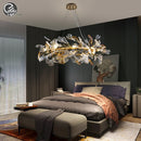 Axyaa Round Glass Leaf Crystal Chandelier - Nordic Luxury Branch Design