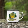 Axyaa Mountain Handle Camping Mug - Adventure Begin Enamel Cup for Camper Lovers