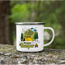 Axyaa Mountain Handle Camping Mug - Adventure Begin Enamel Cup for Camper Lovers