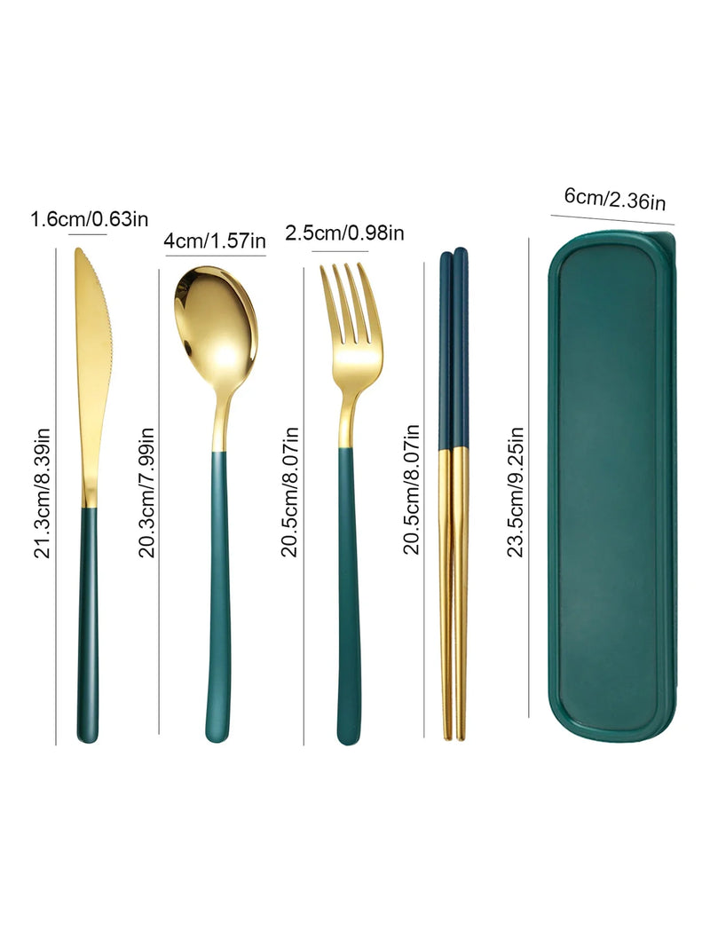Axyaa 4-Piece Portable Travel Cutlery Set with Box