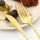 Axyaa Gold Hammered Cutlery Set - Stainless Steel, Dishwasher Safe