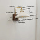 Axyaa Walnut Ceramic LED Wall Lamp with Pull Chain Switch