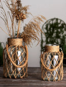 Axyaa Rustic Hanging Glass Vase Rope Net Art Hemp Rope Decor TableView