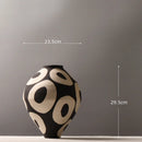 Axyaa Geometric Circles Ceramic Vase: Hand-drawn Flower Arrangement Pot