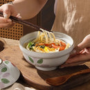 Axyaa Floral Ceramic Soup Bowl with Lid - Versatile Ramen Noodle & Salad Bowl