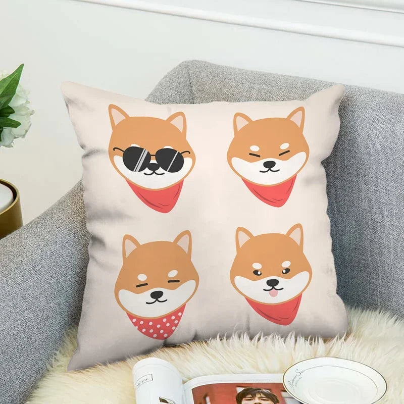 Axyaa Shiba Inu Pillow Cover for Decorative Home and Car Cushions