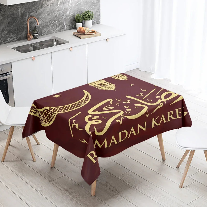 Elegant Ramadan Calligraphy Tablecloth for Eid Décor by Axyaa