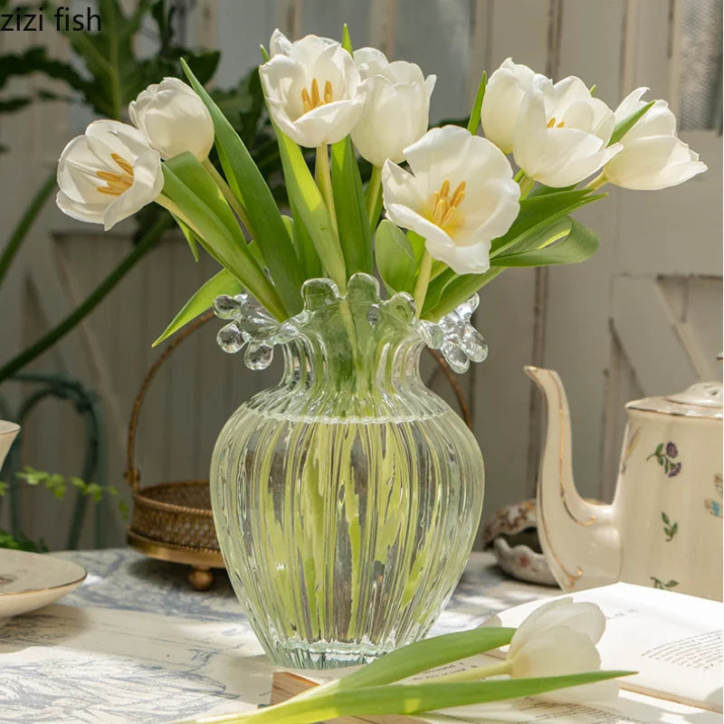 Frosted Glass Flower Vase for Living Room Decor by Axya