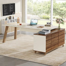 Axyaa 78.7" Executive L-Shaped Desk with Storage Shelves and 55" Cabinet