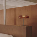Axyaa Glass Amber Green LED Table Lamp for Luxurious Living Spaces