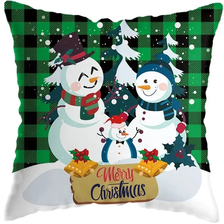 Cute Santa Claus Snowman Print Pillowcase for Axyaa Christmas Party Decor