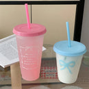 Axyaa Bowknot Tumbler: Cute Straw Cup for Ice Coffee, Tea, Juice - Portable & Kawaii