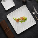 Axyaa Relief Flower Ceramic Square Plate Steak Dessert Snack Plate Molecular Cuisine