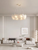 Axyaa Circle Glass Chandelier LED Pendant Lights for Living & Dining Room
